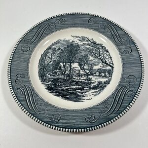 Vintage‎ Currier and Ives "The Old Grist Mill" Blue Dinner Plate 10 In.